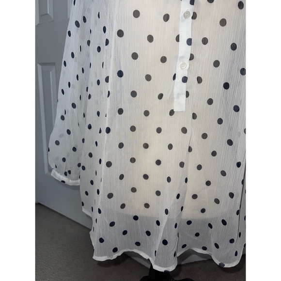 Women’s White Polka Dot Pattern Joe Fresh Sheer Blouse 🖤 - Picture 9 of 17